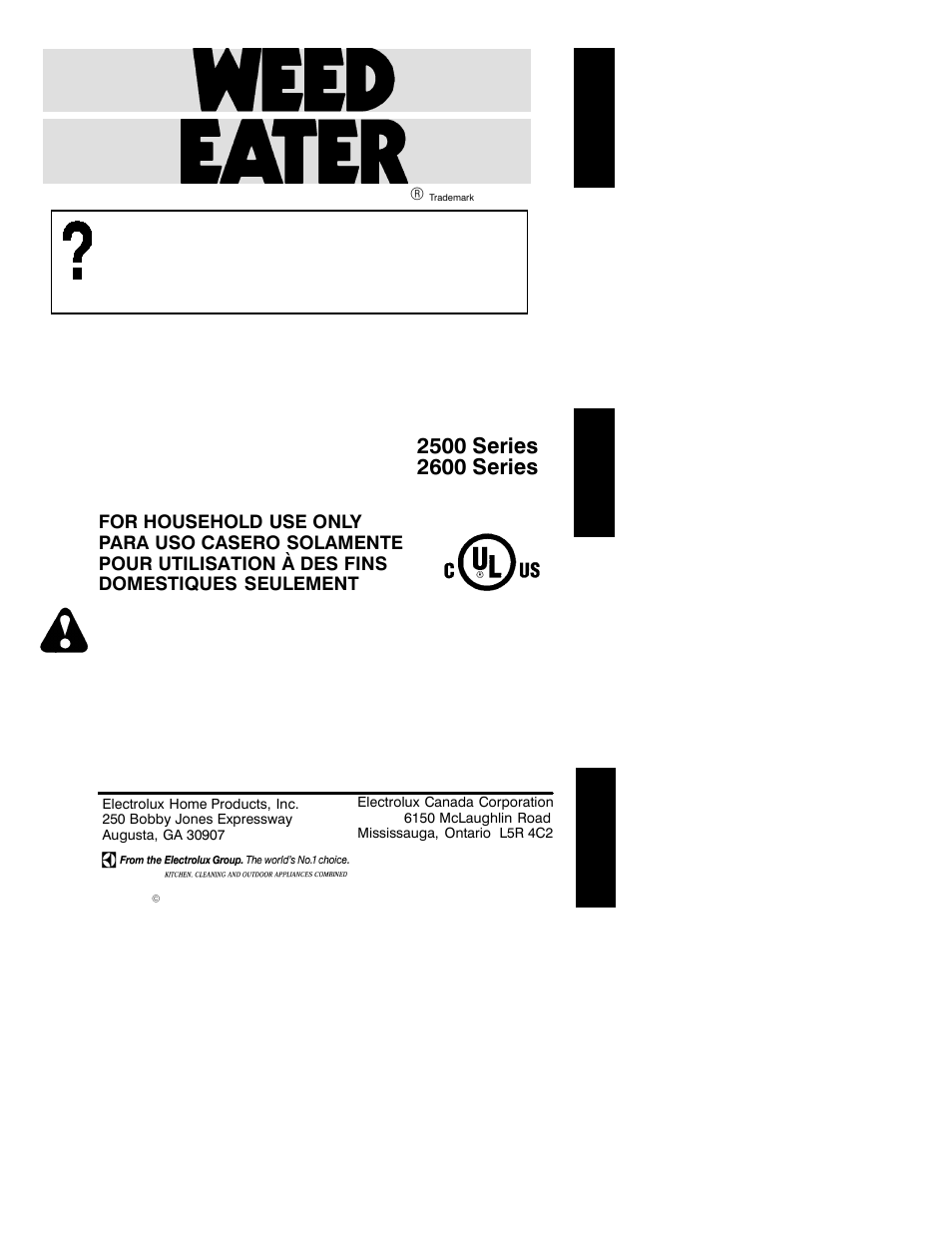 Weed Eater 2600 User Manual | 9 pages