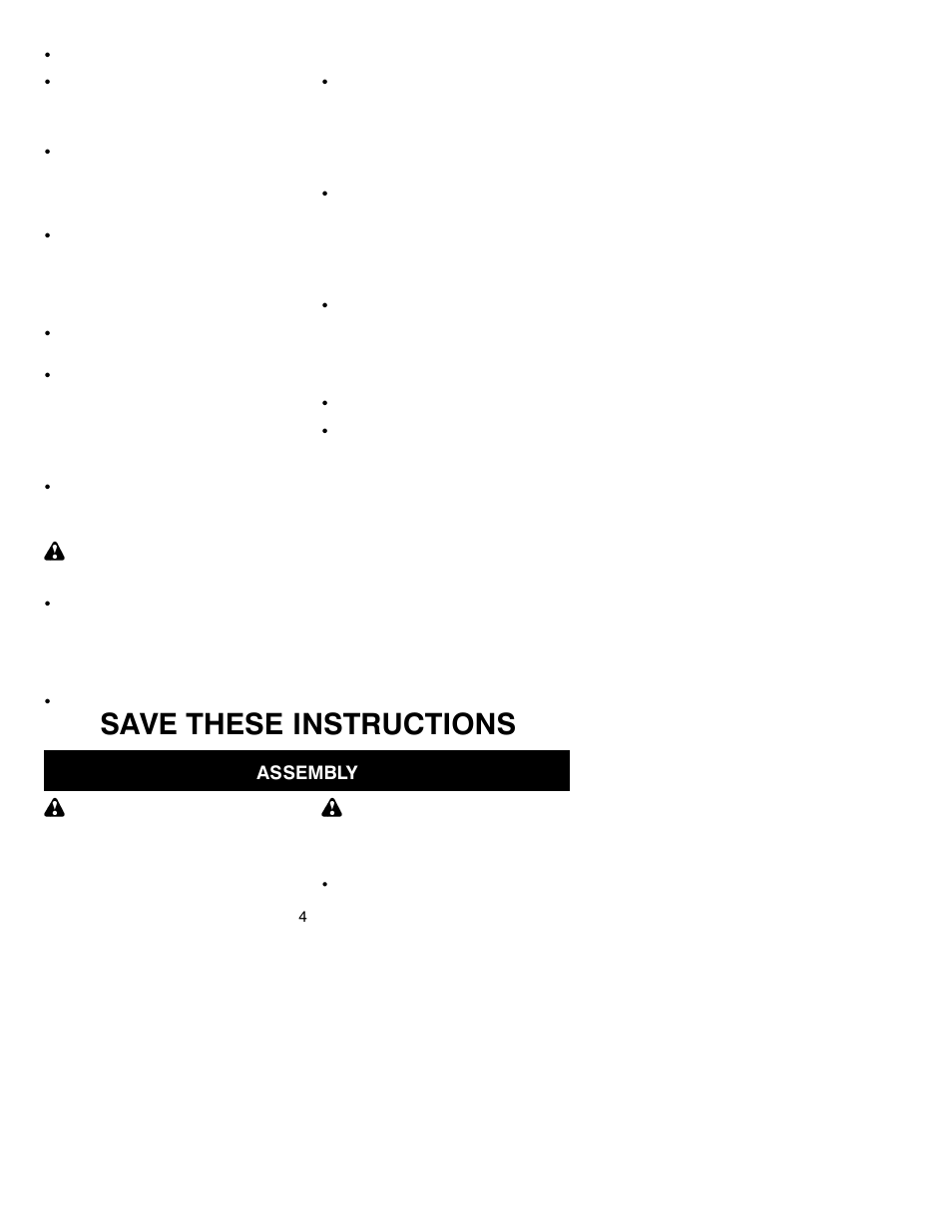Save these instructions, Assembly, Warning | Weed Eater 2600 User Manual | Page 4 / 9