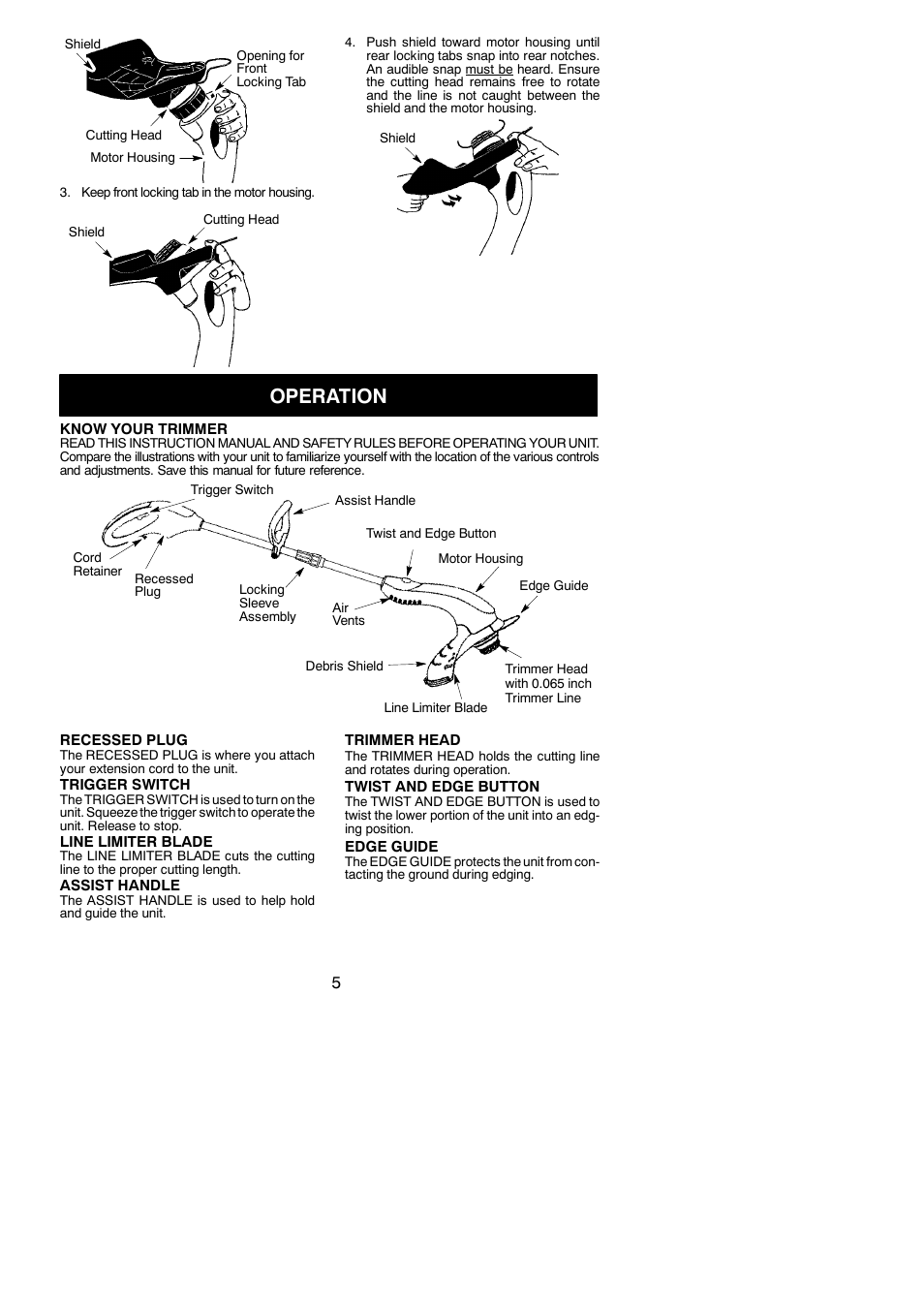 Operation | Weed Eater 545186761 User Manual | Page 5 / 10