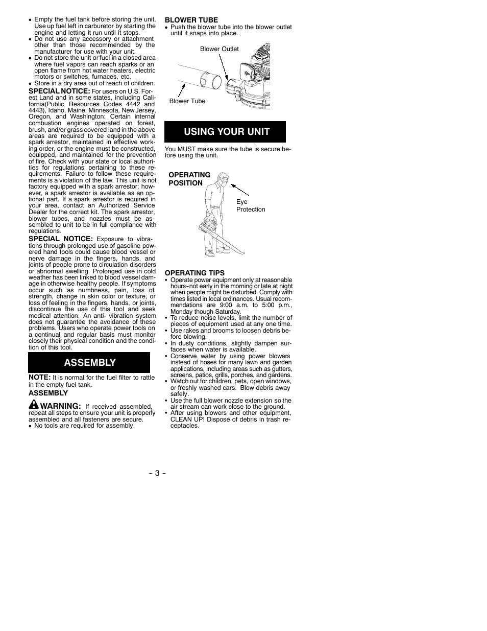 Assembly, Using your unit | Weed Eater 530087893 User Manual | Page 3 / 6