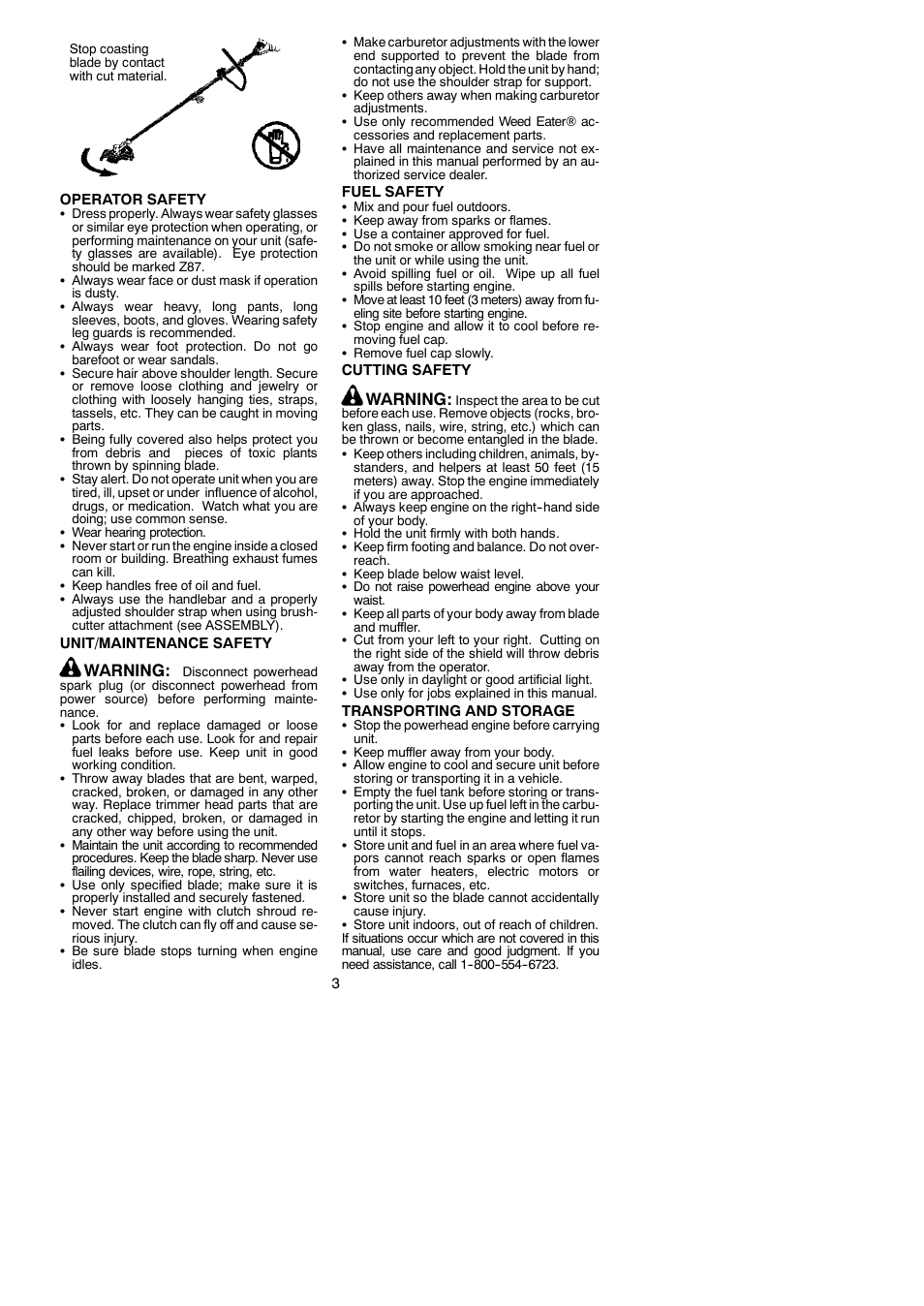 Warning | Weed Eater 530164835 User Manual | Page 3 / 9