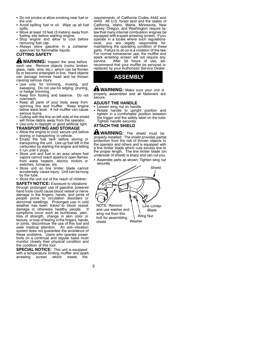 Assembly | Weed Eater FeatherLite 530088954 User Manual | Page 3 / 7