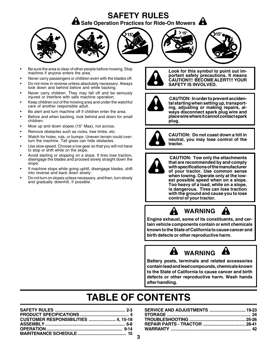 Weed Eater S165H42D User Manual | Page 3 / 44