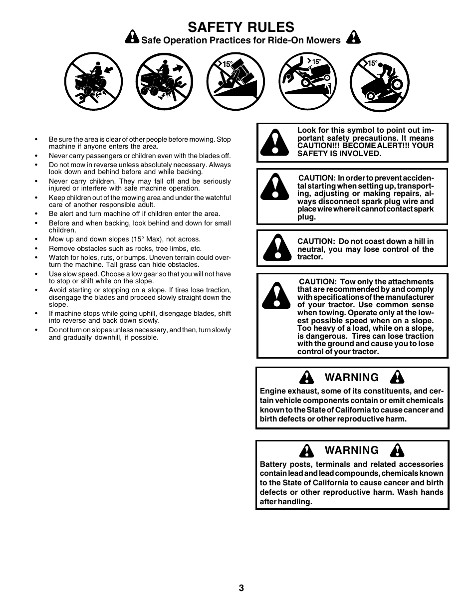 Safety rules, Warning | Weed Eater 178387 User Manual | Page 3 / 48
