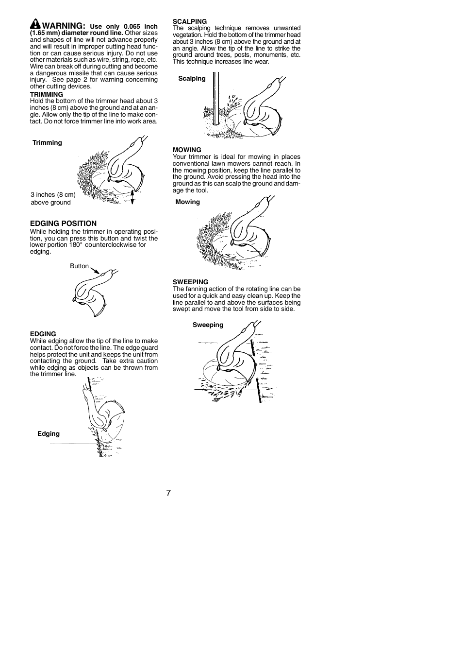 Warning | Weed Eater 966048001 User Manual | Page 7 / 10
