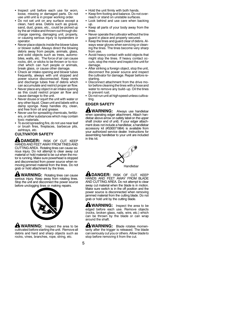 Danger, Warning | Weed Eater 952711970 User Manual | Page 5 / 16