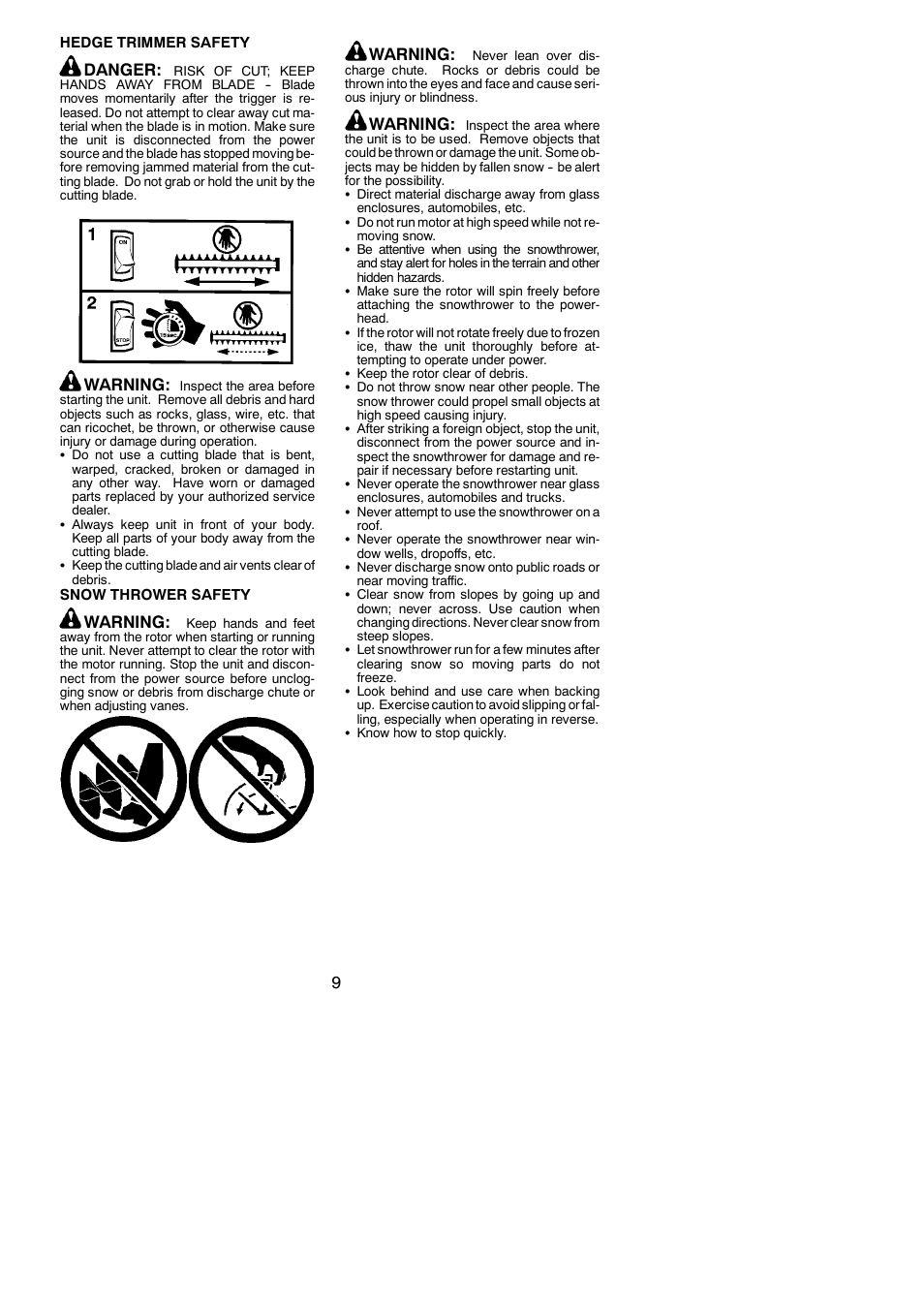 Danger, Warning | Weed Eater 952711970 User Manual | Page 9 / 16