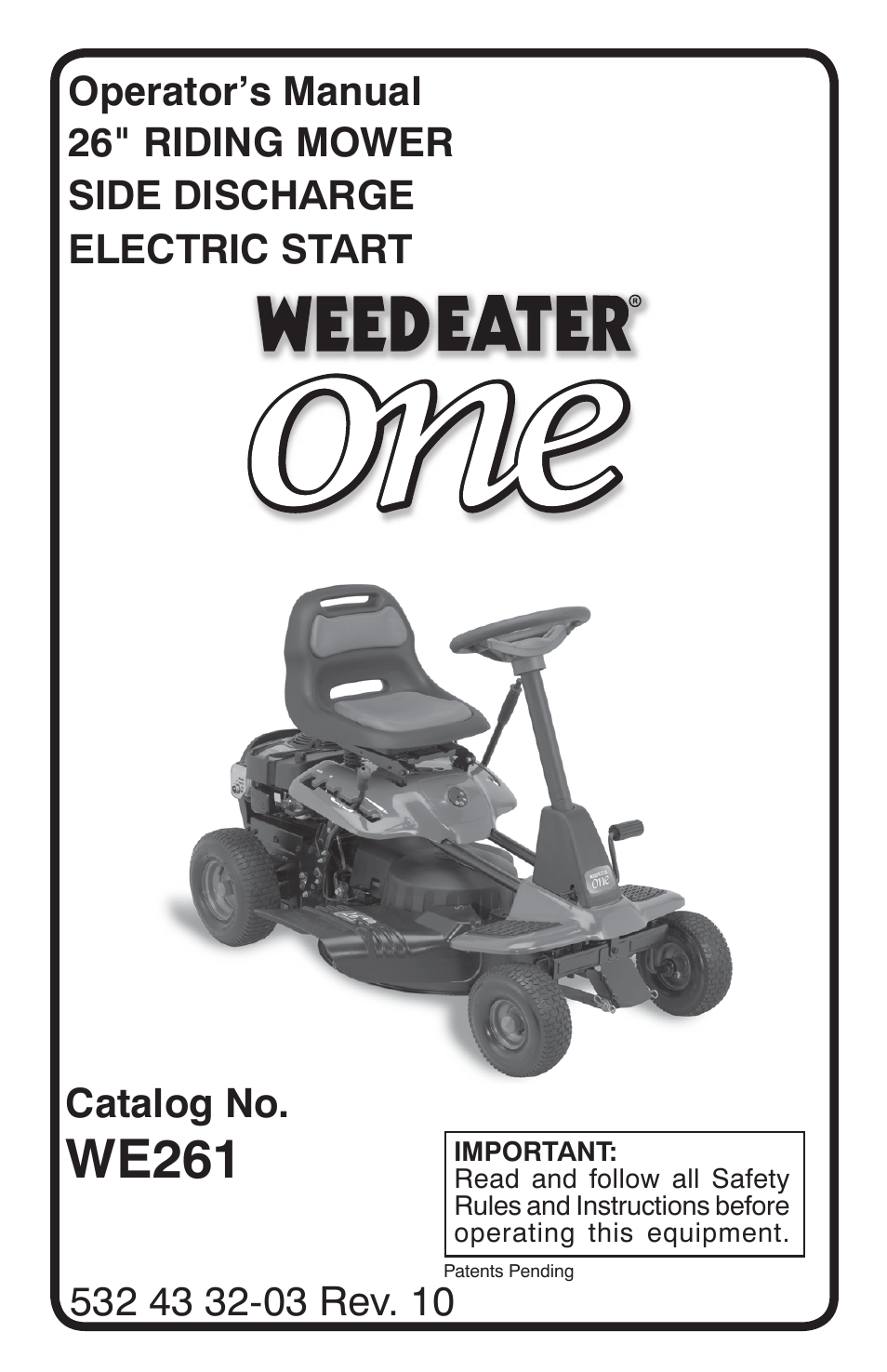 Weed Eater ONE WE261 User Manual | 40 pages