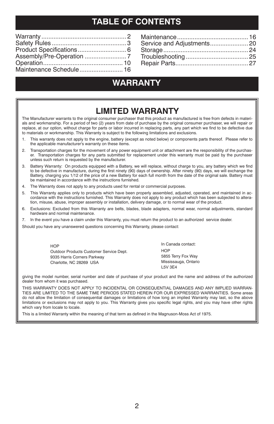 Weed Eater ONE WE261 User Manual | Page 2 / 40