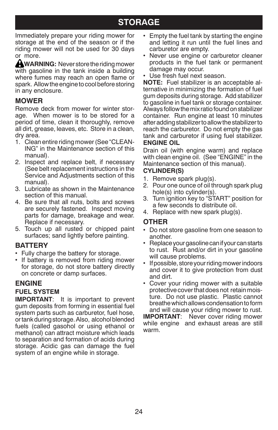 Storage | Weed Eater ONE WE261 User Manual | Page 24 / 40