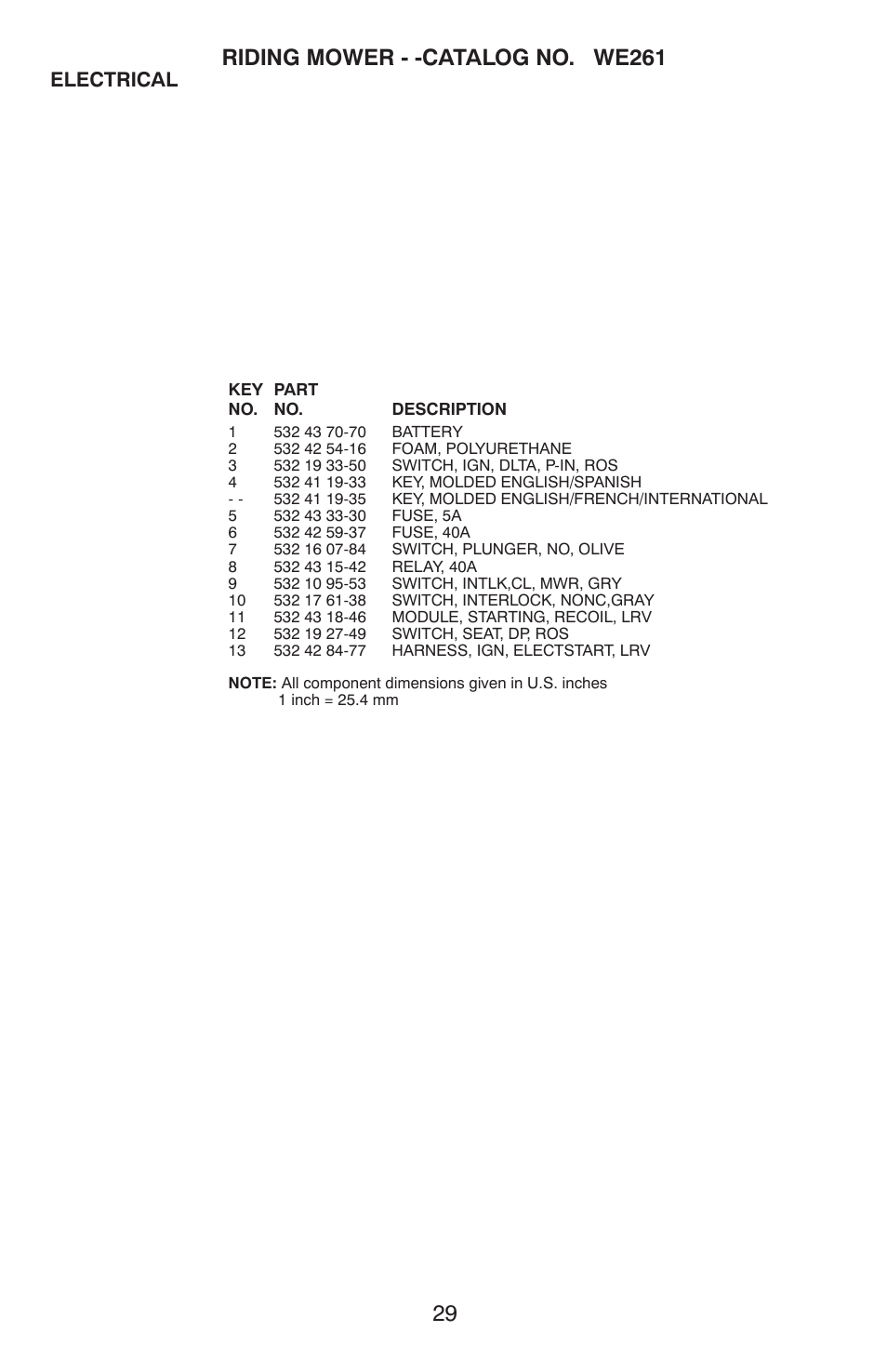 Electrical | Weed Eater ONE WE261 User Manual | Page 29 / 40