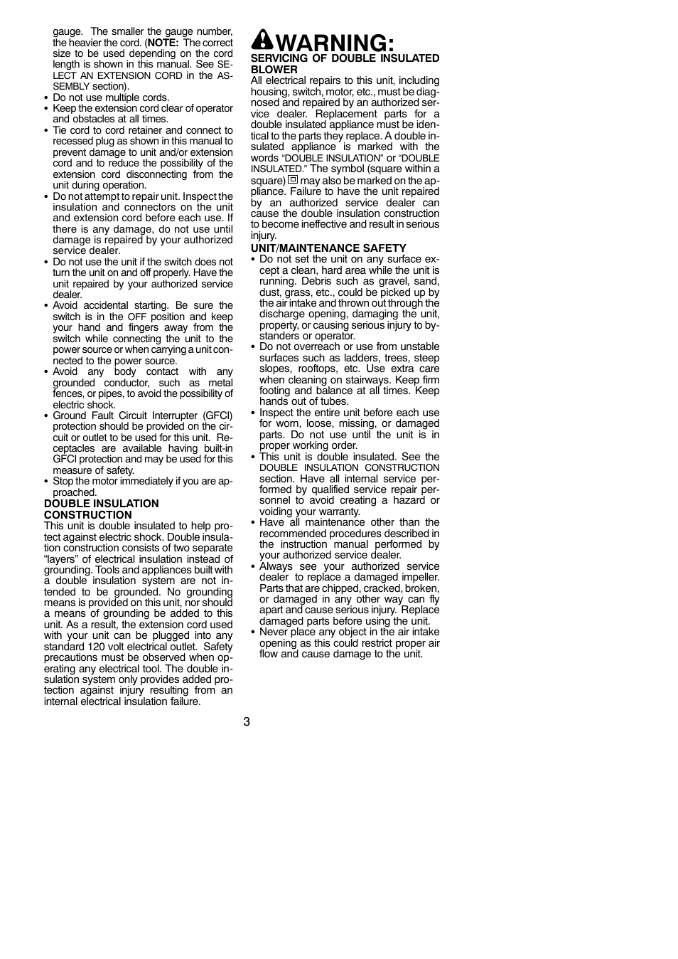 Warning | Weed Eater 545186752 User Manual | Page 3 / 8