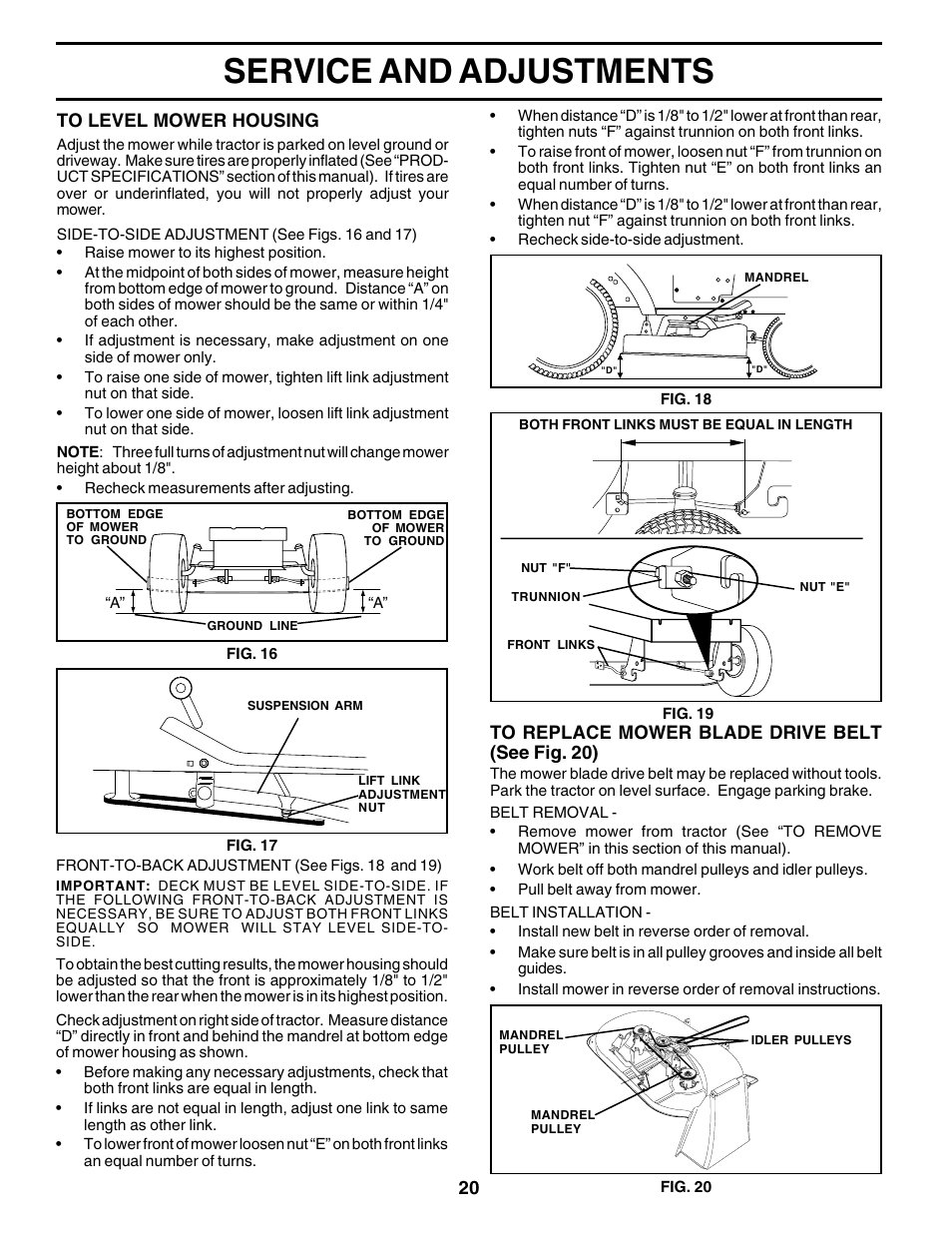 Service and adjustments | Weed Eater 178106 User Manual | Page 20 / 48