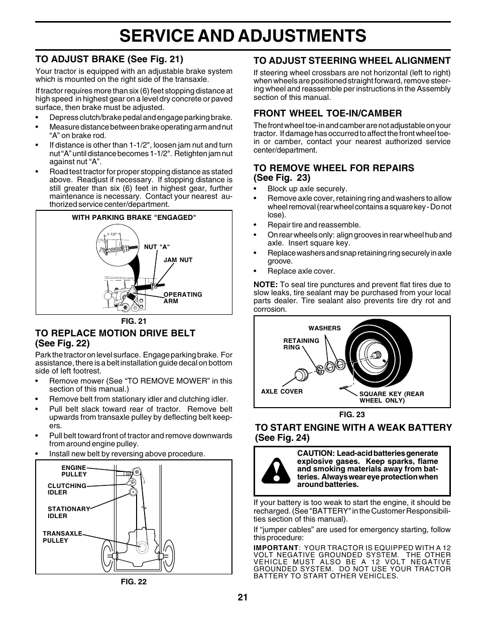 Service and adjustments | Weed Eater 178106 User Manual | Page 21 / 48