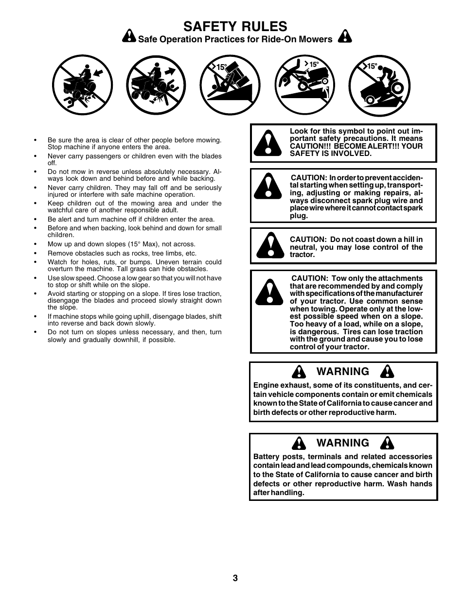 Safety rules, Warning | Weed Eater 178106 User Manual | Page 3 / 48