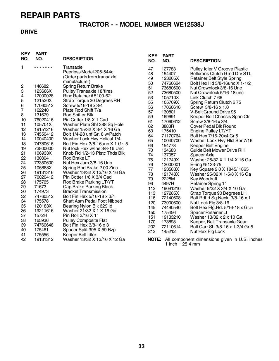 Repair parts | Weed Eater 178106 User Manual | Page 32 / 48