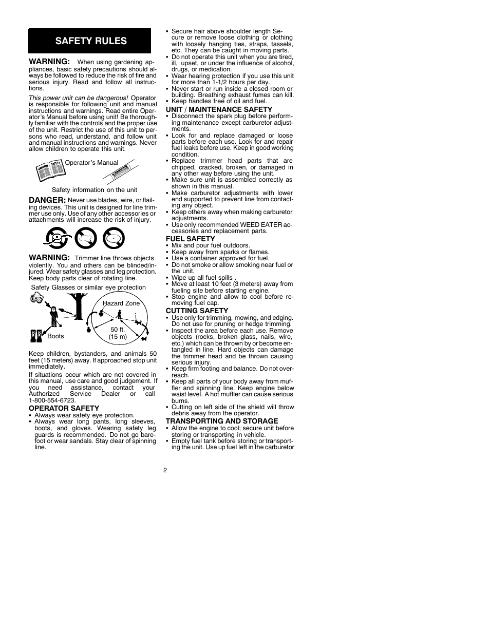 Safety rules | Weed Eater 530087727 User Manual | Page 2 / 6
