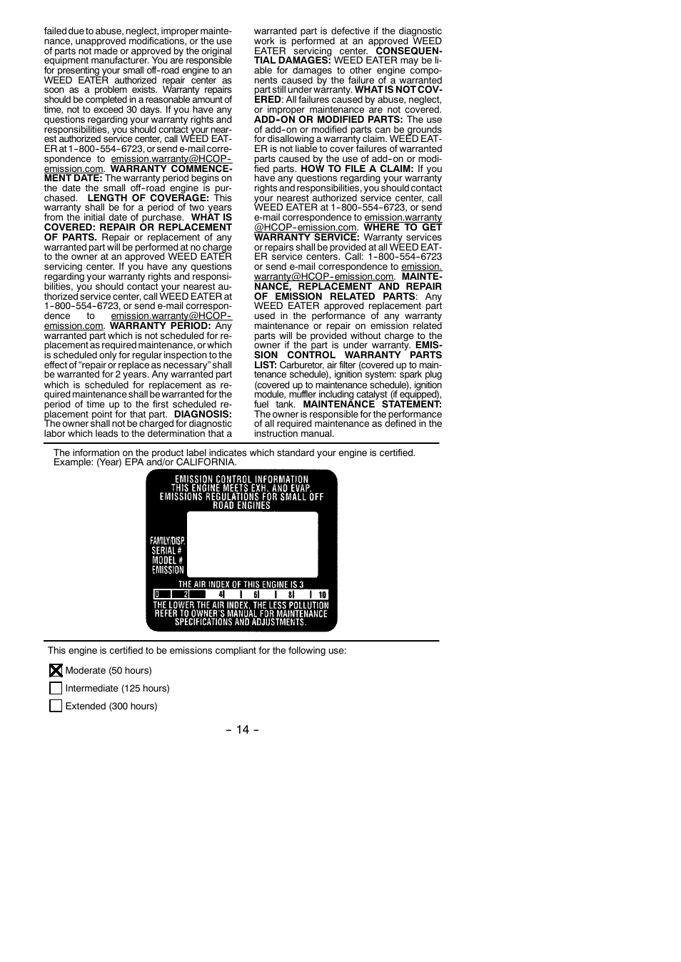 Weed Eater VS2000BV User Manual | Page 14 / 14