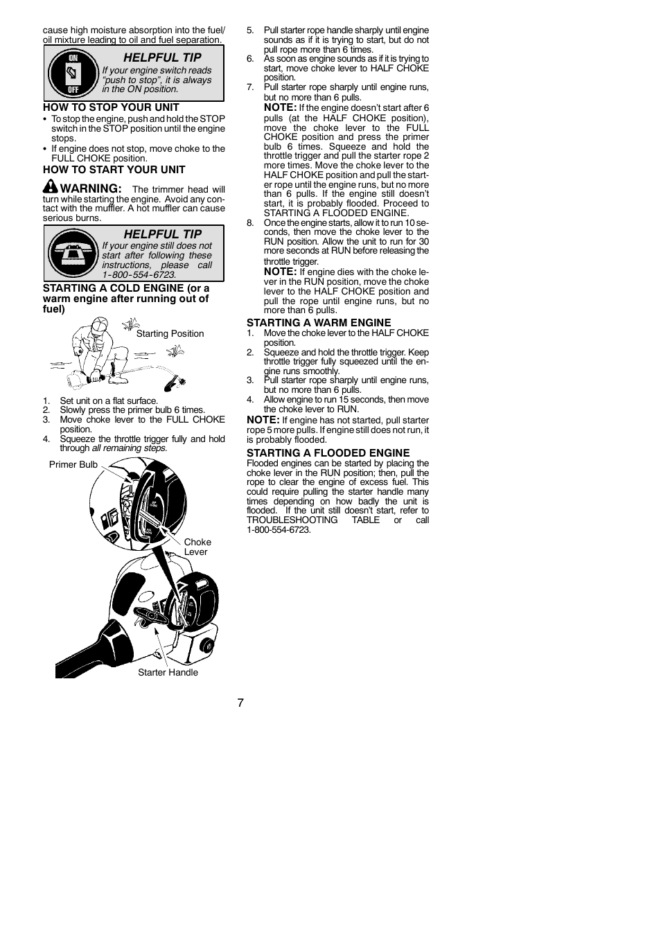 Helpful tip, Warning | Weed Eater FL23 User Manual | Page 7 / 14