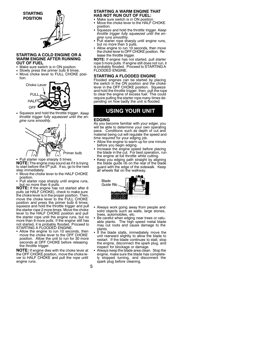 Using your unit | Weed Eater 530088959 User Manual | Page 5 / 8