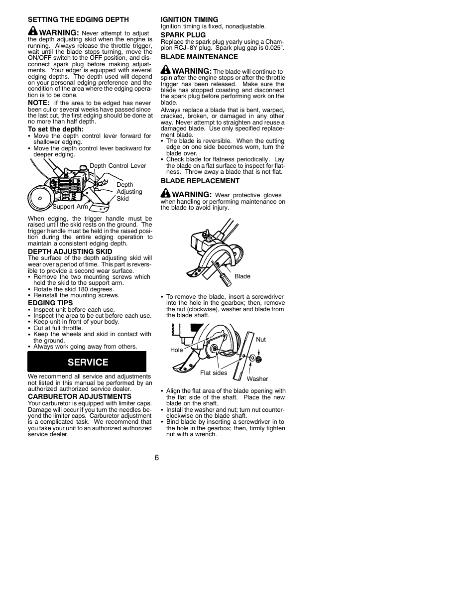 Service | Weed Eater 530088959 User Manual | Page 6 / 8