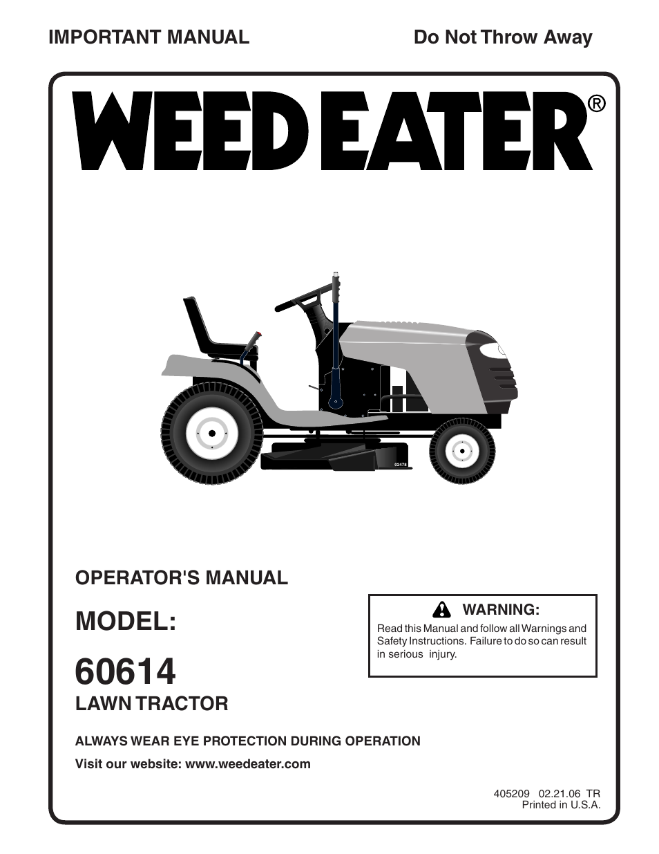 Weed Eater 60614 User Manual | 30 pages