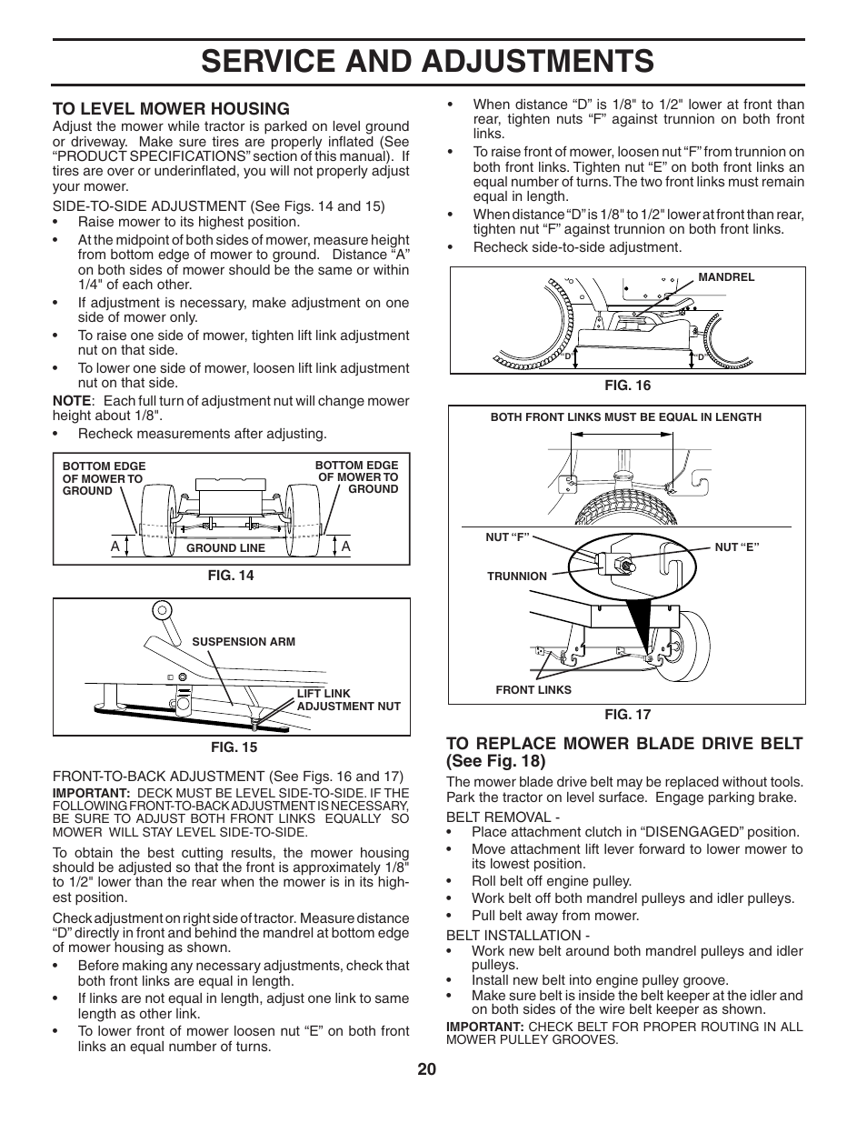 Service and adjustments | Weed Eater 60614 User Manual | Page 20 / 30