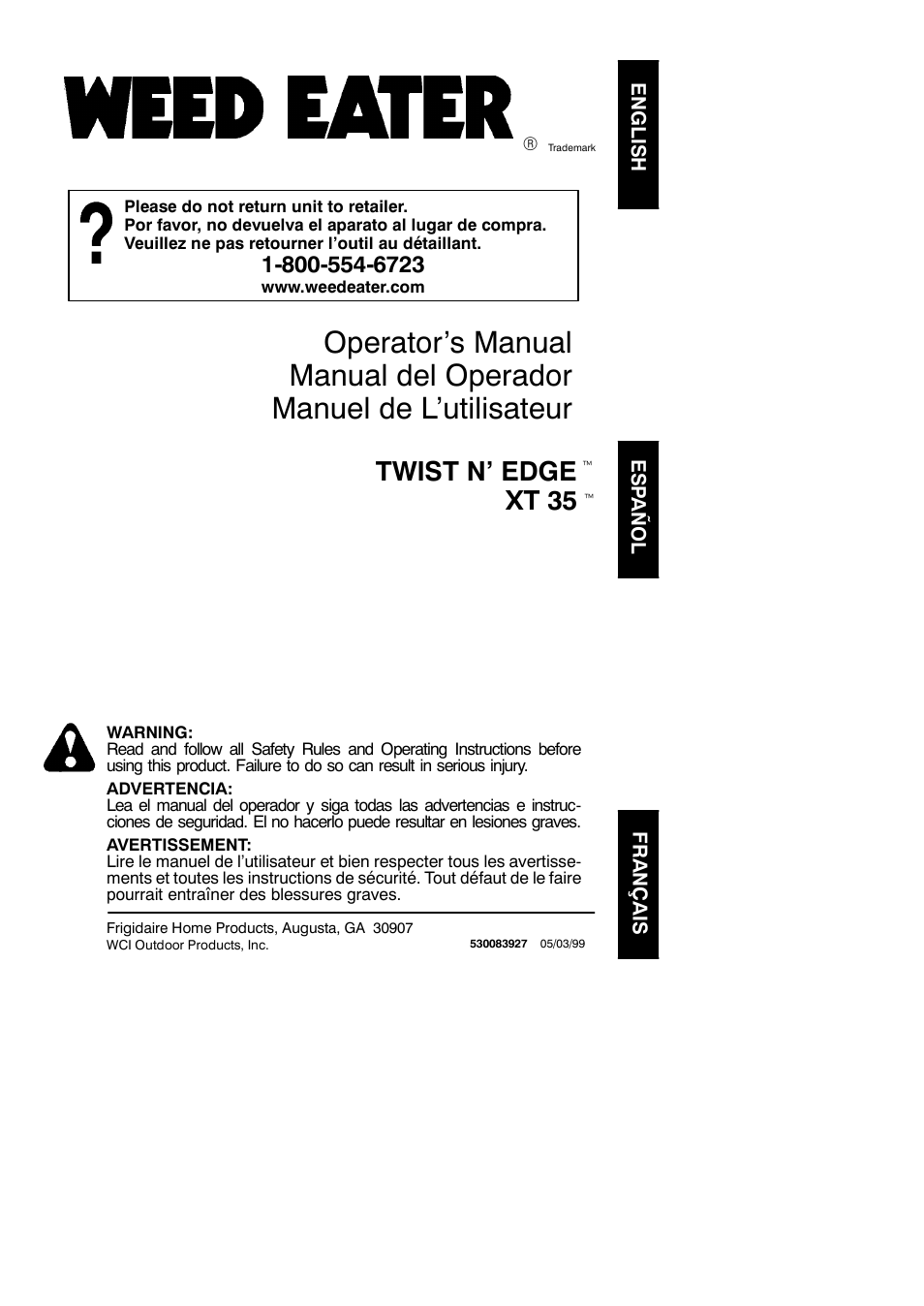 Weed Eater Twist N' Edge 530083927 User Manual | 6 pages