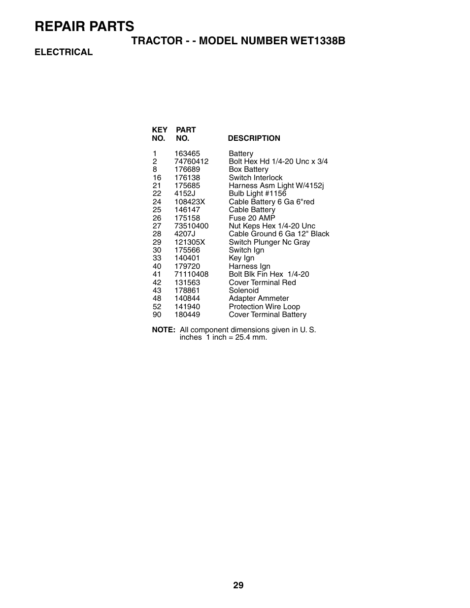 Repair parts | Weed Eater 187637 User Manual | Page 29 / 48