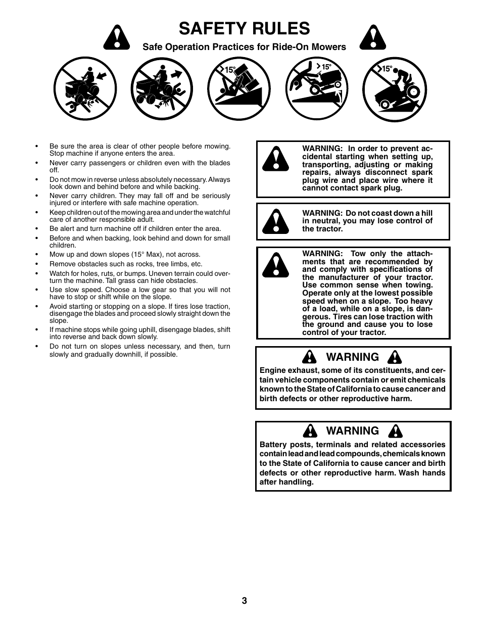 Safety rules, Warning | Weed Eater 187637 User Manual | Page 3 / 48
