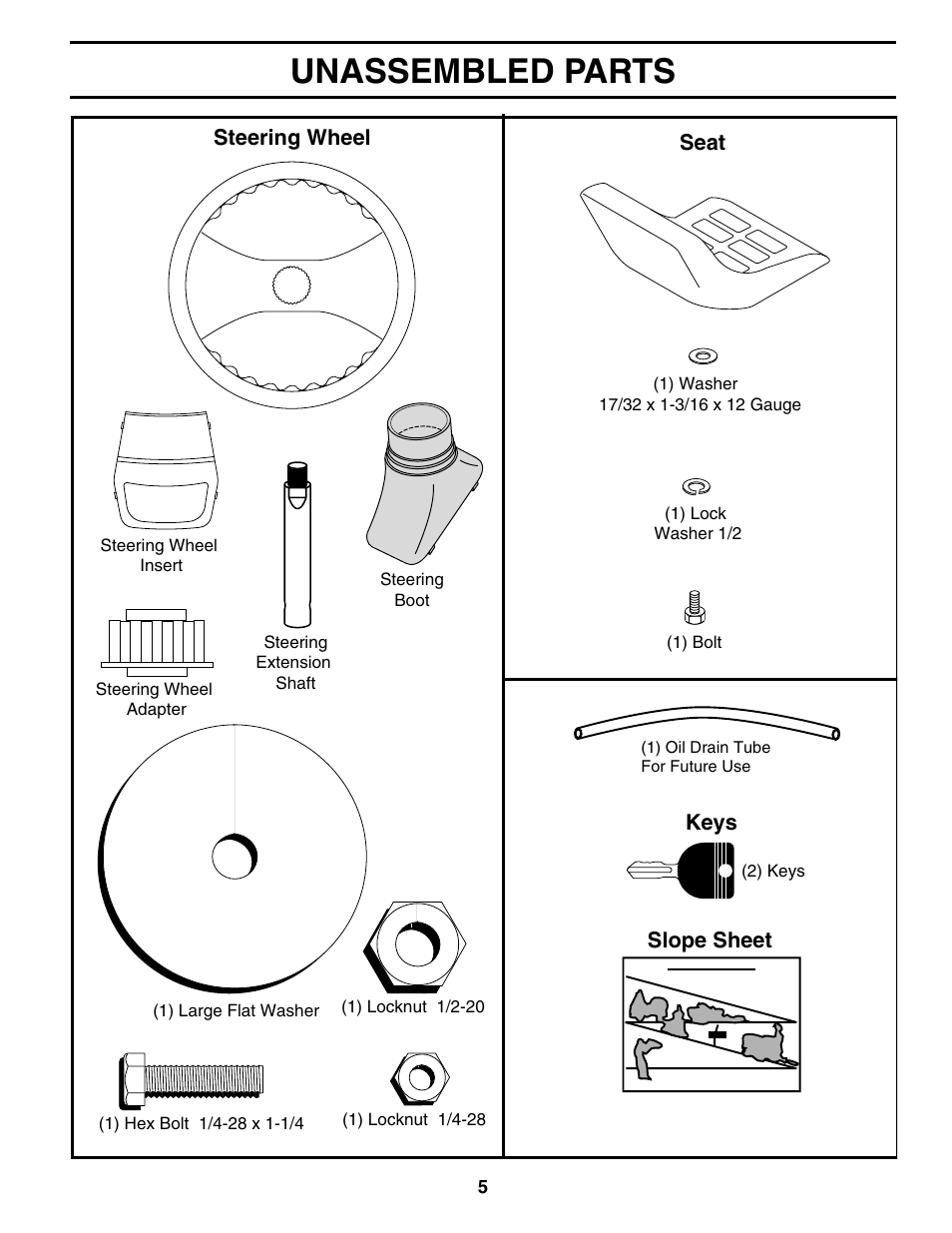 Unassembled parts | Weed Eater 187637 User Manual | Page 5 / 48
