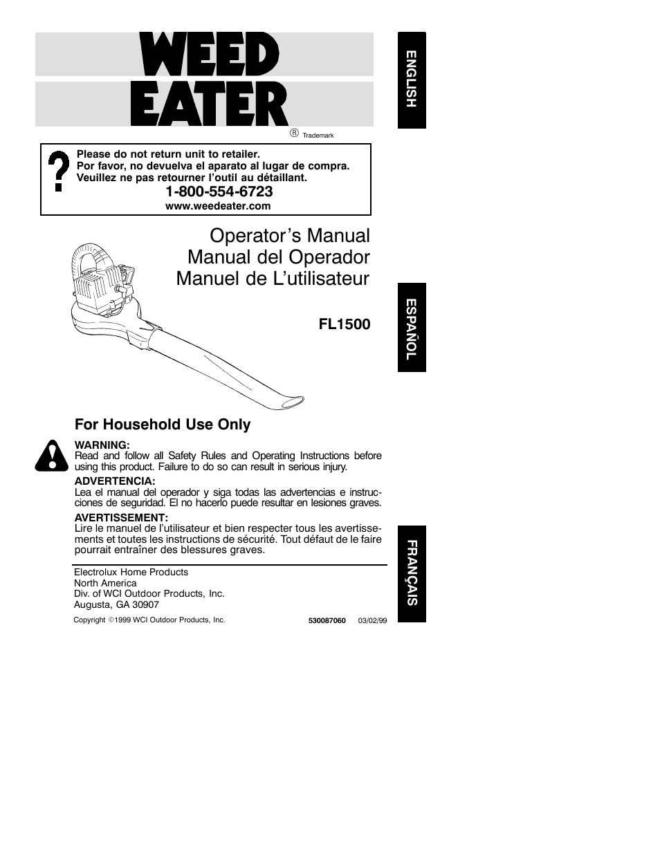 Weed Eater 530087060 User Manual | 6 pages