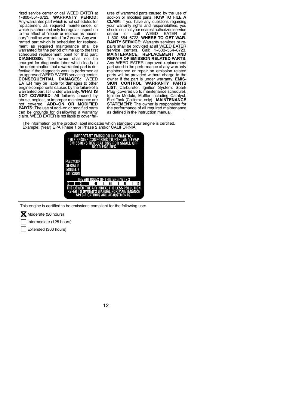 Weed Eater FX26S User Manual | Page 12 / 12