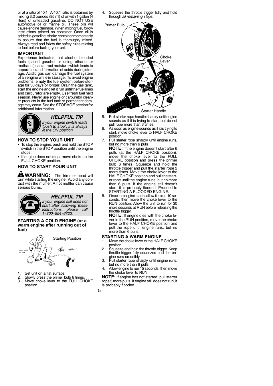 Helpful tip, Warning | Weed Eater FX26S User Manual | Page 5 / 12