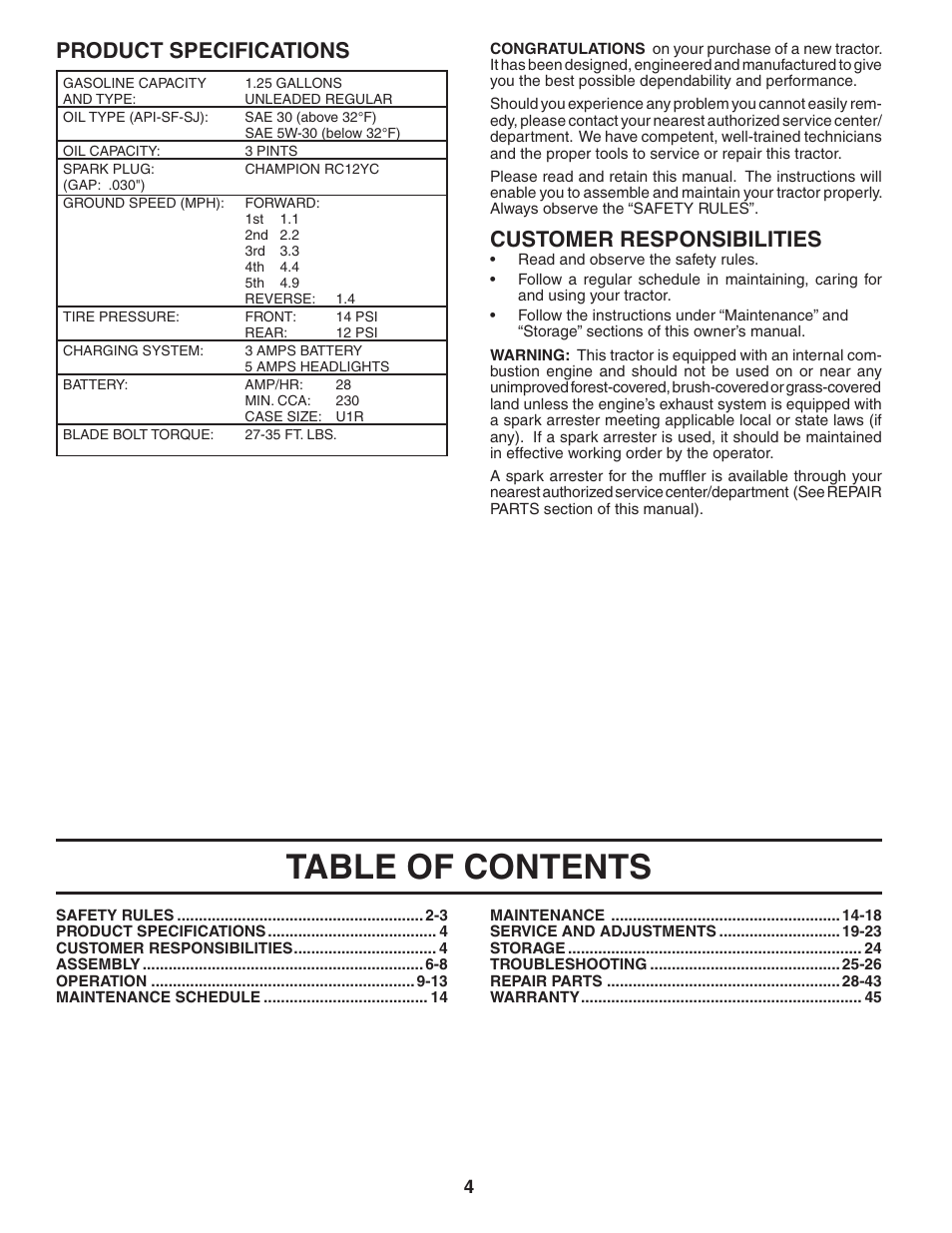 Weed Eater WE12538M User Manual | Page 4 / 48