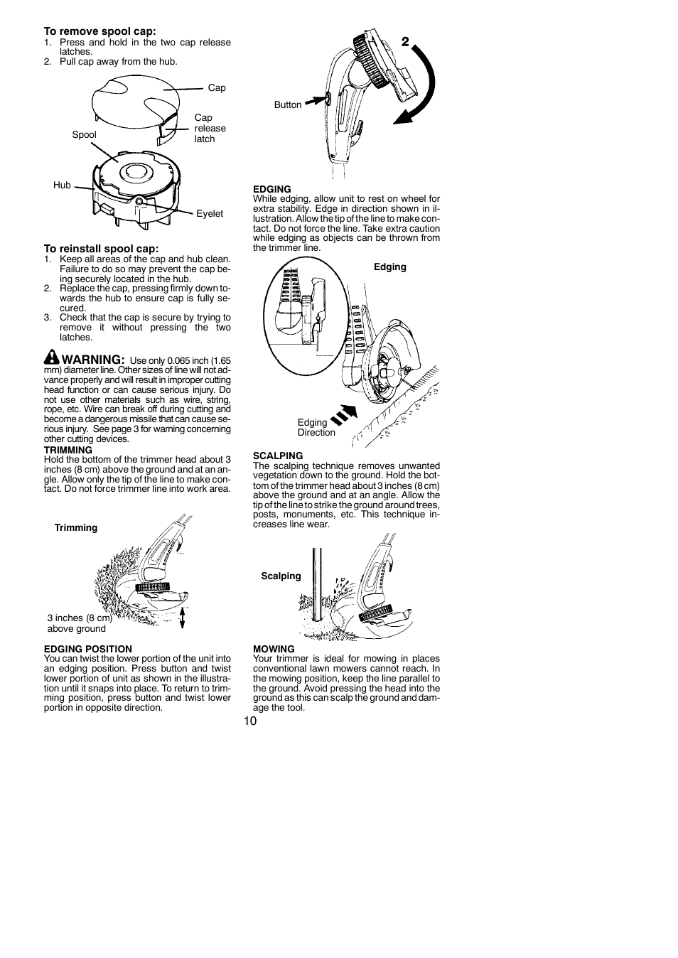 Warning | Weed Eater Twist 'N Edge 545186757 User Manual | Page 10 / 14
