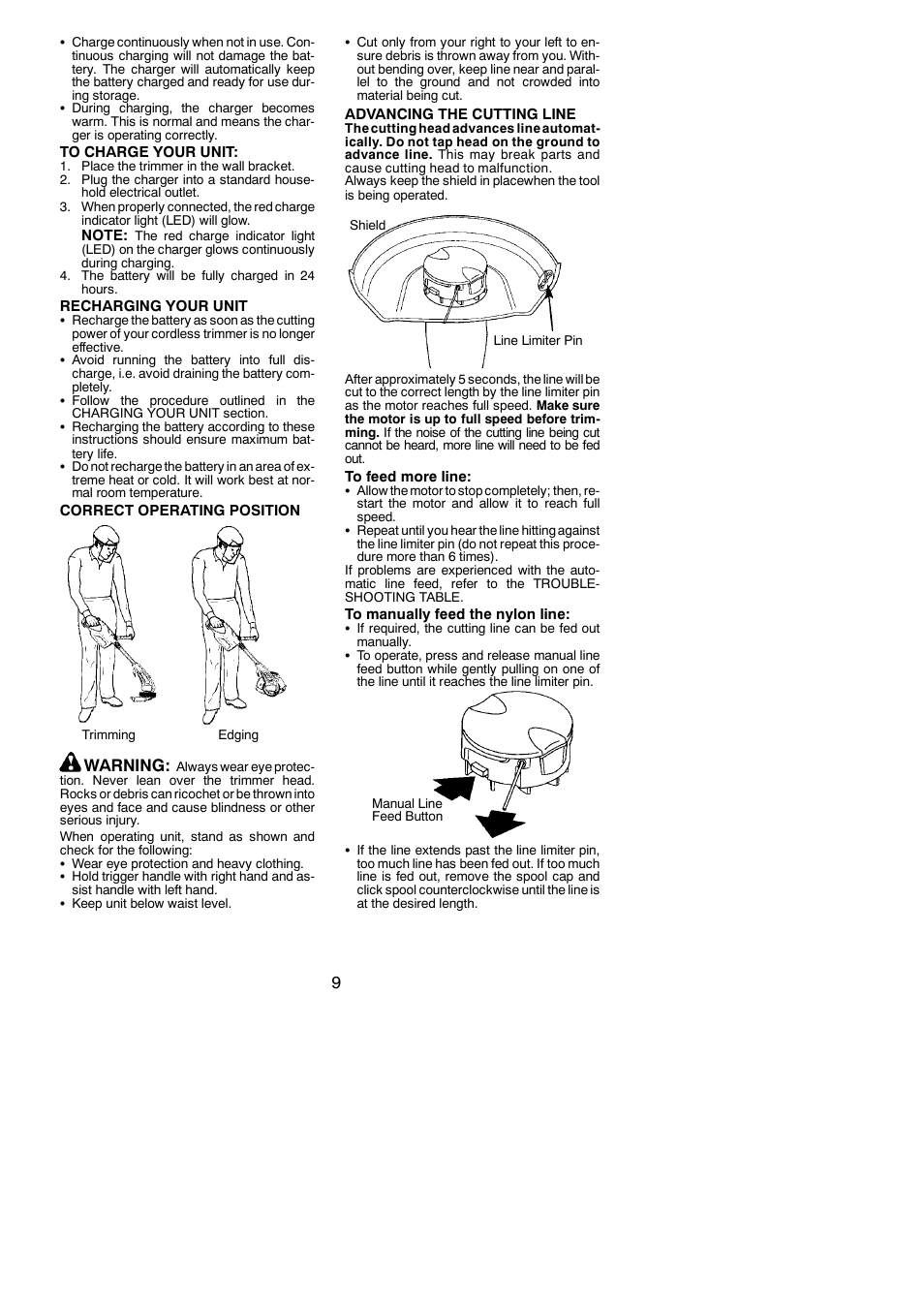 Warning | Weed Eater Twist 'N Edge 545186757 User Manual | Page 9 / 14