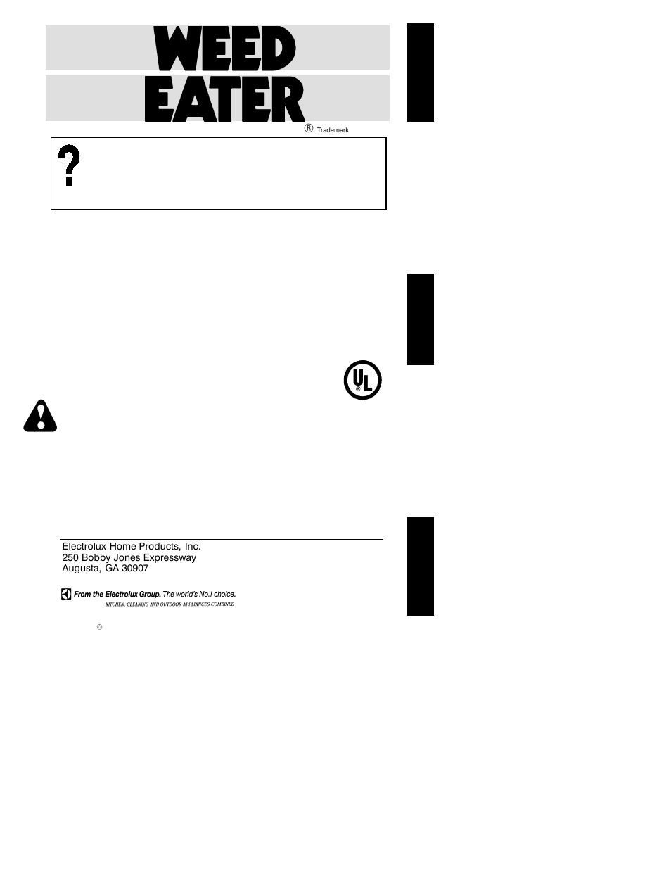 Weed Eater 530163408 User Manual | 12 pages