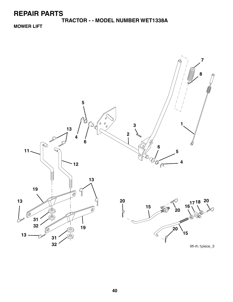 Repair parts | Weed Eater 186391 User Manual | Page 40 / 48