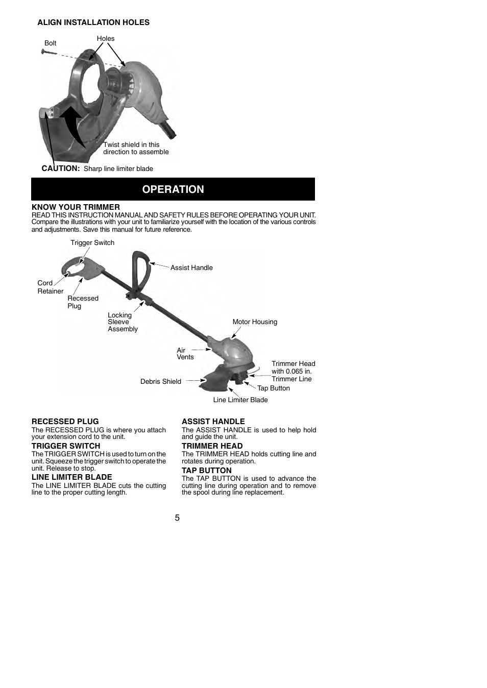 Operation | Weed Eater 966047801 User Manual | Page 5 / 9