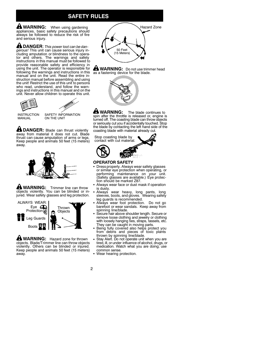 Safety rules | Weed Eater 530088132 User Manual | Page 2 / 16