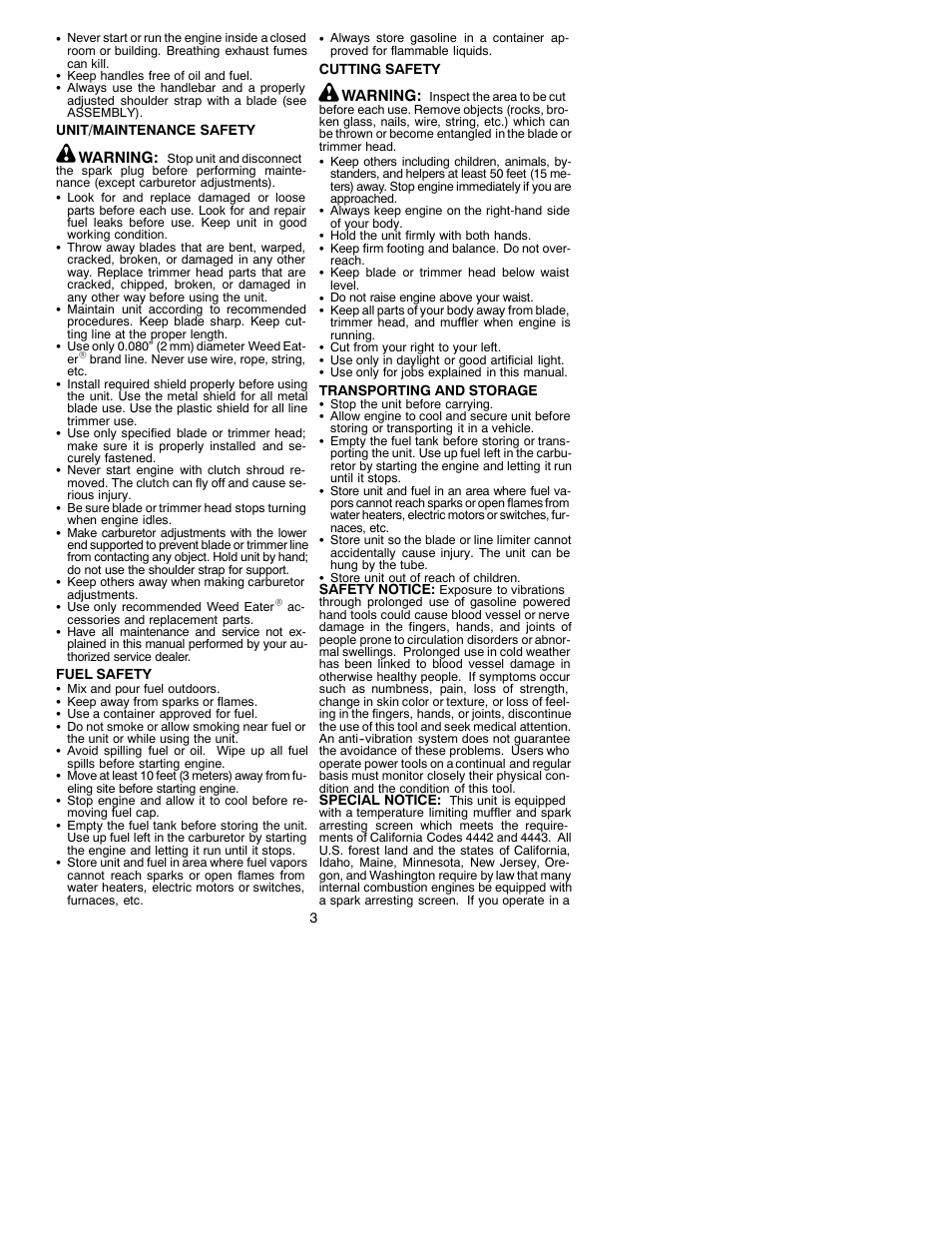 Weed Eater 530088132 User Manual | Page 3 / 16