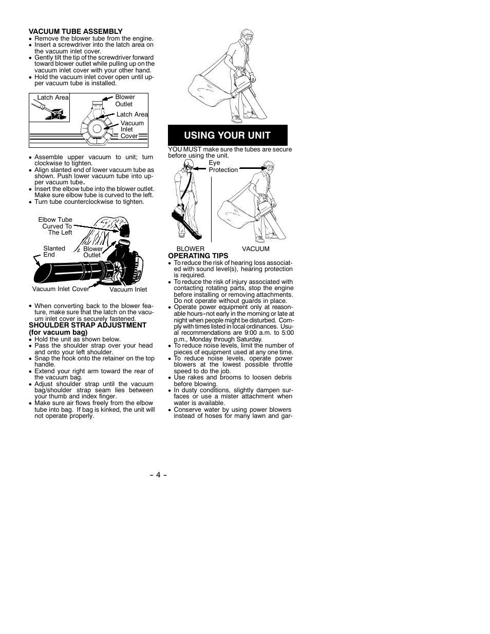 Safety rules, Using your unit | Weed Eater SB180BV User Manual | Page 4 / 8