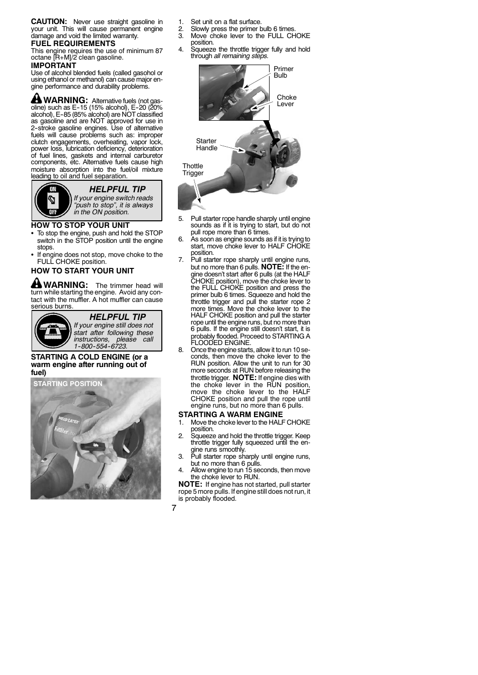 Warning, Helpful tip | Weed Eater 545186794 User Manual | Page 7 / 14