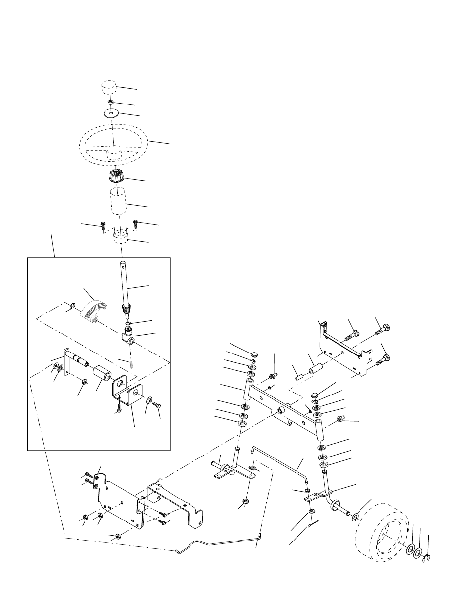 Repair parts, Tractor - - model number sgt18h46b, Steering assembly | Weed Eater SGT18H46B User Manual | Page 36 / 48