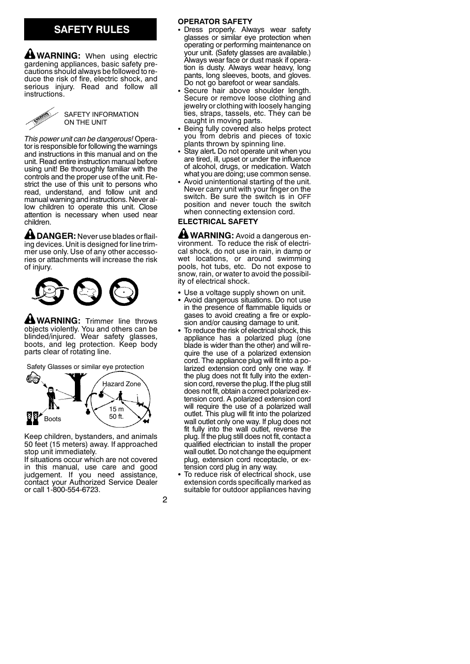 Safety rules | Weed Eater 545117522 User Manual | Page 2 / 8