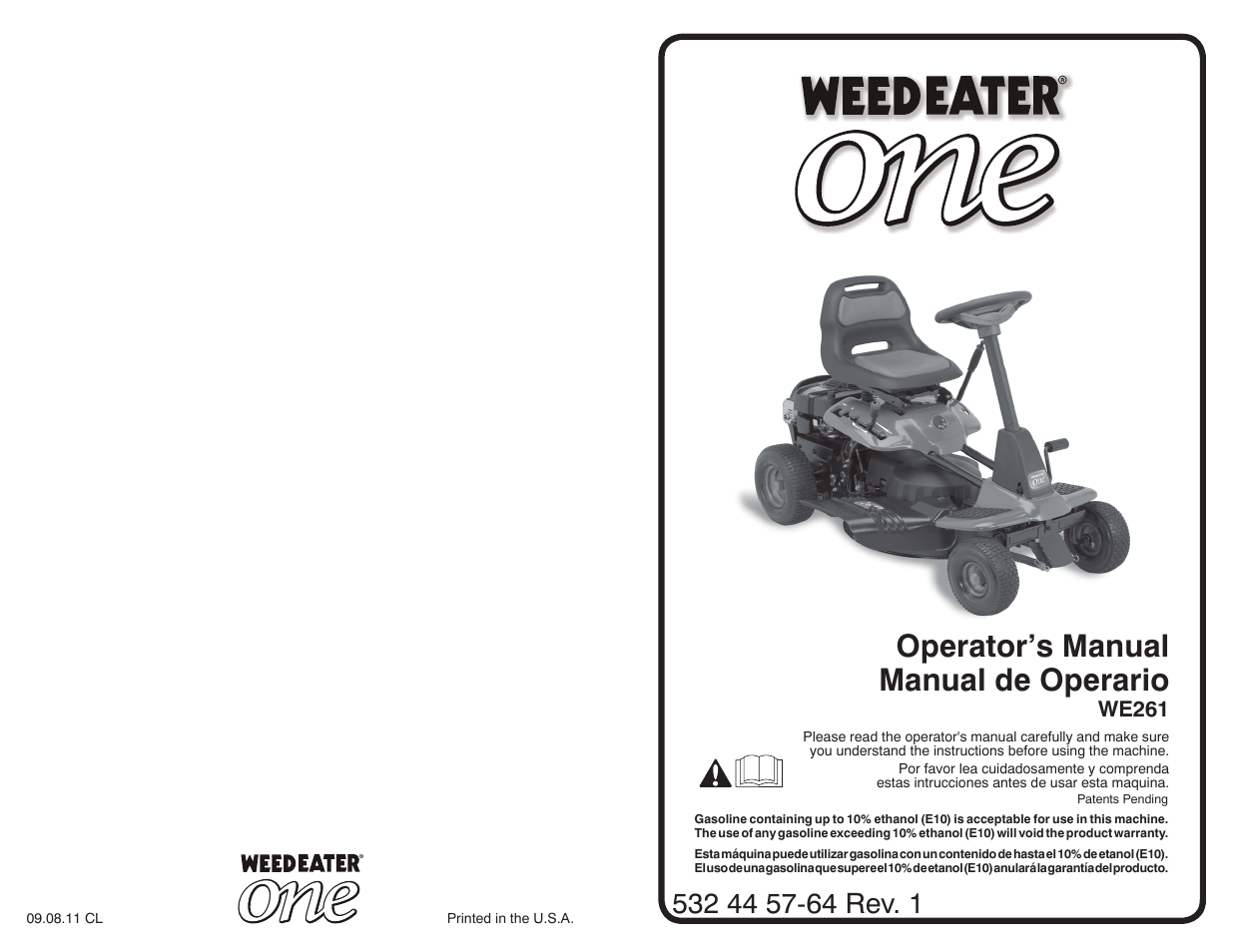 Weed Eater Weedeater One WE261 User Manual | 26 pages