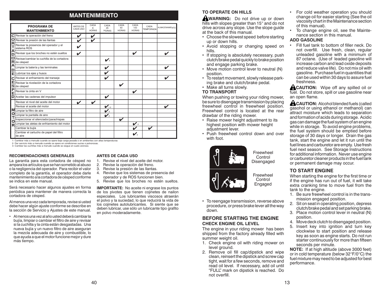 Mantenimiento | Weed Eater Weedeater One WE261 User Manual | Page 13 / 26