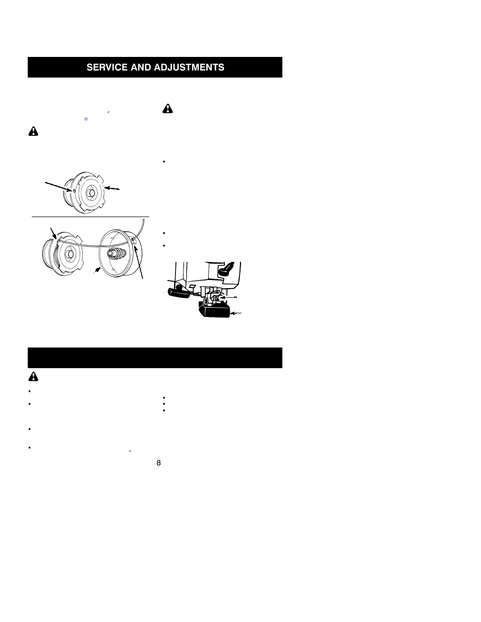 Service and adjustments, Storage | Weed Eater 530163333 User Manual | Page 8 / 11