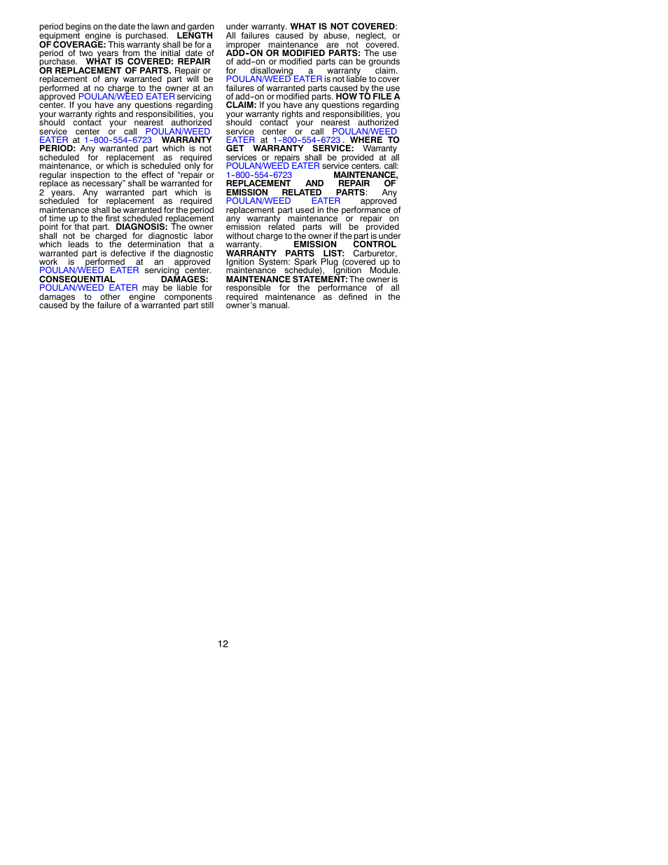 Weed Eater 530087645 User Manual | Page 12 / 12